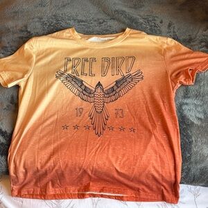 Orange Gradient Bird Graphic T-Shirt